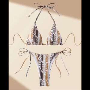 Cream, Multi-Colored, Tribal Abstract, Bikini Set
